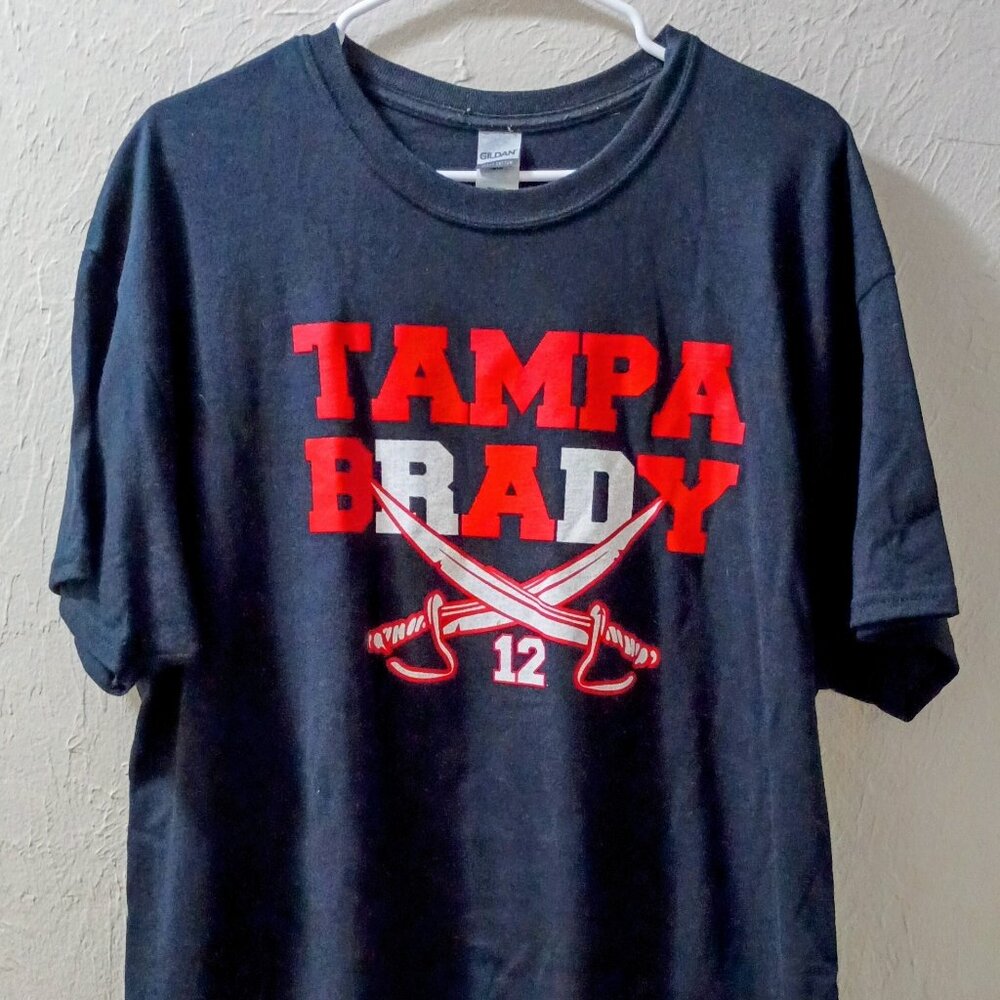 #1170 Tampa Bay Buccaneers Tom Brady 12 NFL Navy Blue Swords Men XL